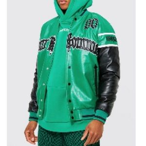 Green and Black leather Jacket